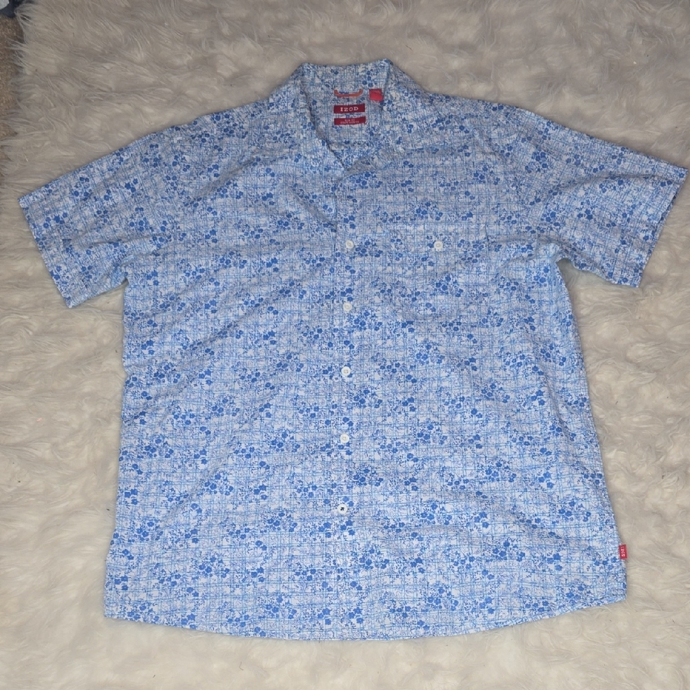 Izod Light Blue Floral Button Down Shirt